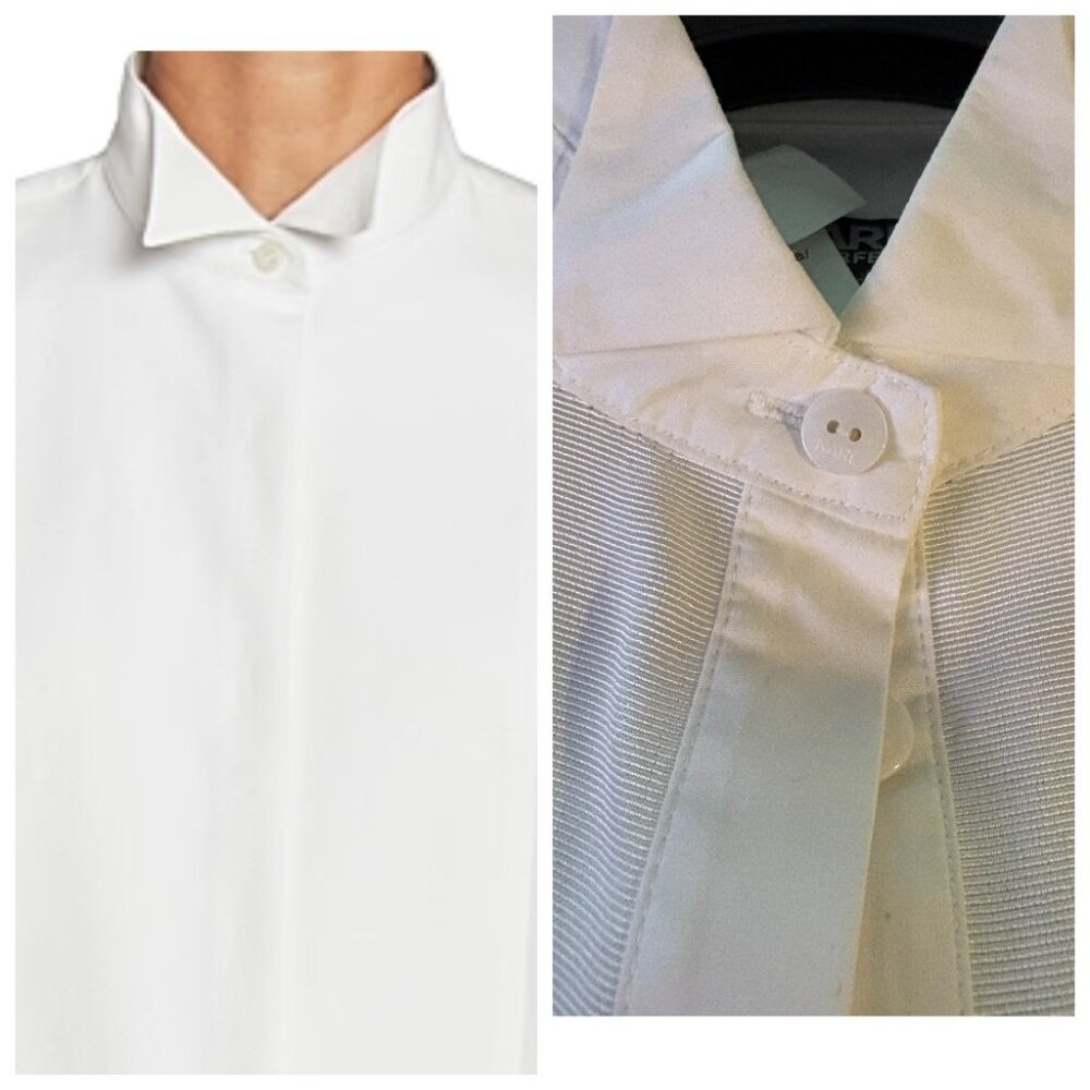 Karl Lagerfeld White Cotton Tuxedo Plastron Tunic Shirt IT 40 XS S
